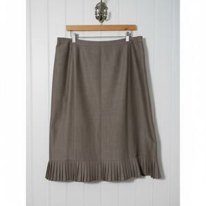 Le Suit Essentials Brown Tweed Pleated Midi Skirt Size 14 Career Workwear